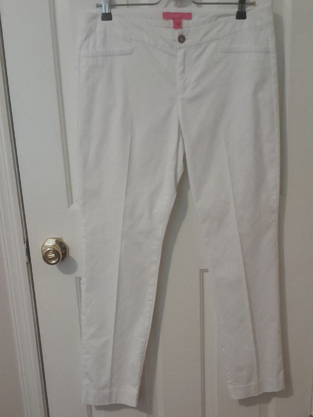 Lilly Pulitzer Kelly Textured White Straight-Leg Women's Pants